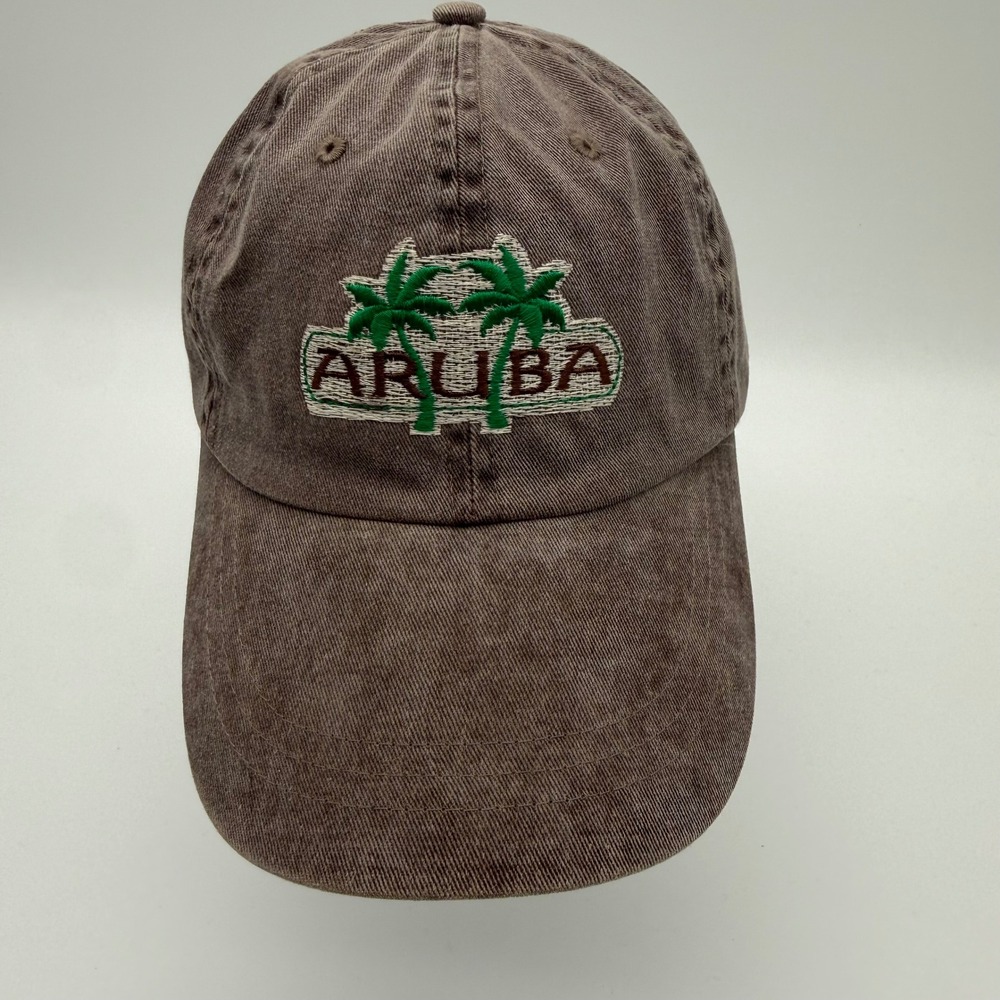 osfm- South Athletics Aruba Palm Tree Hat Brown Distressed Cotton Strapback